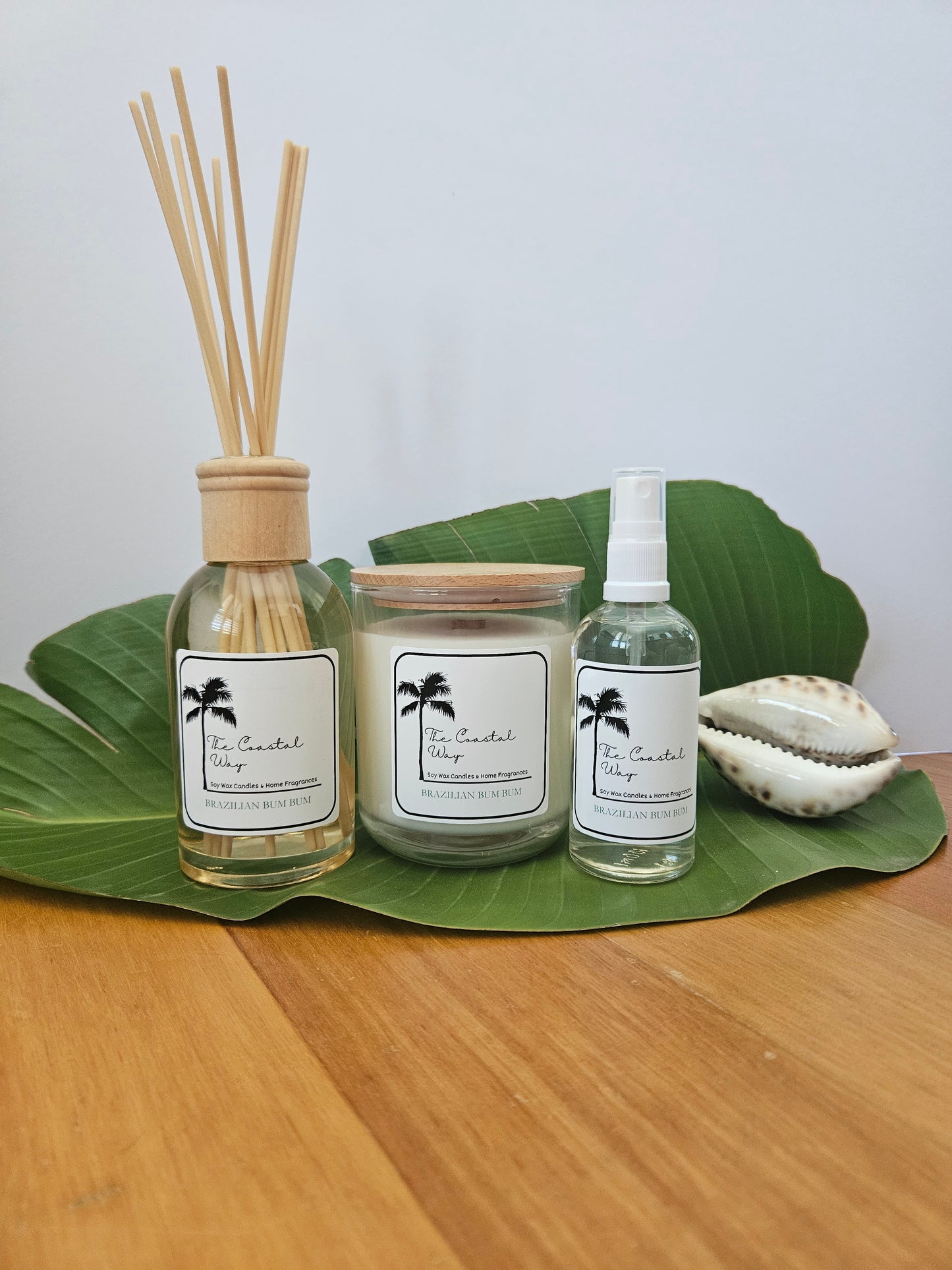 Coastal Essence Set: Soy Wax Candle, Reed Diffuser & Room Spray
